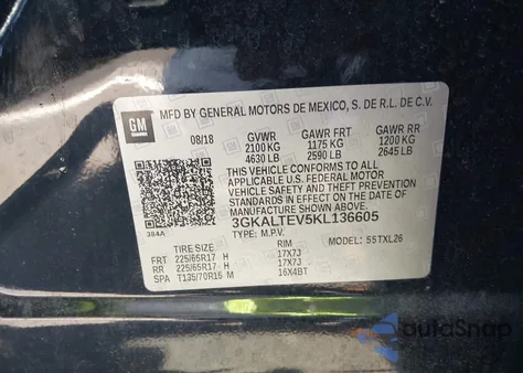 2019 GMC Terrain Sle from USA, damaged, VIN 3GKALTEV5KL136605